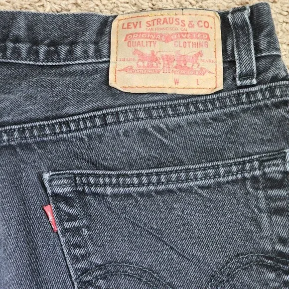 Levis 550 Relaxed Fit Taper Jeans Mens Tag 36x30 Act 35x28.5 Black Faded Wash - Picture 3 of 11